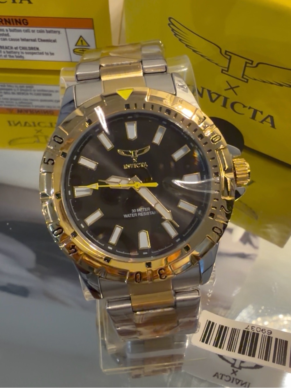 Invicta Gold & Silver Two-Tone Men's Watch with Black Dial